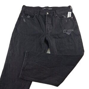 Old Navy High Rise Slouchy Straight Leg Jeans Women's Size 12 Black Button Fly